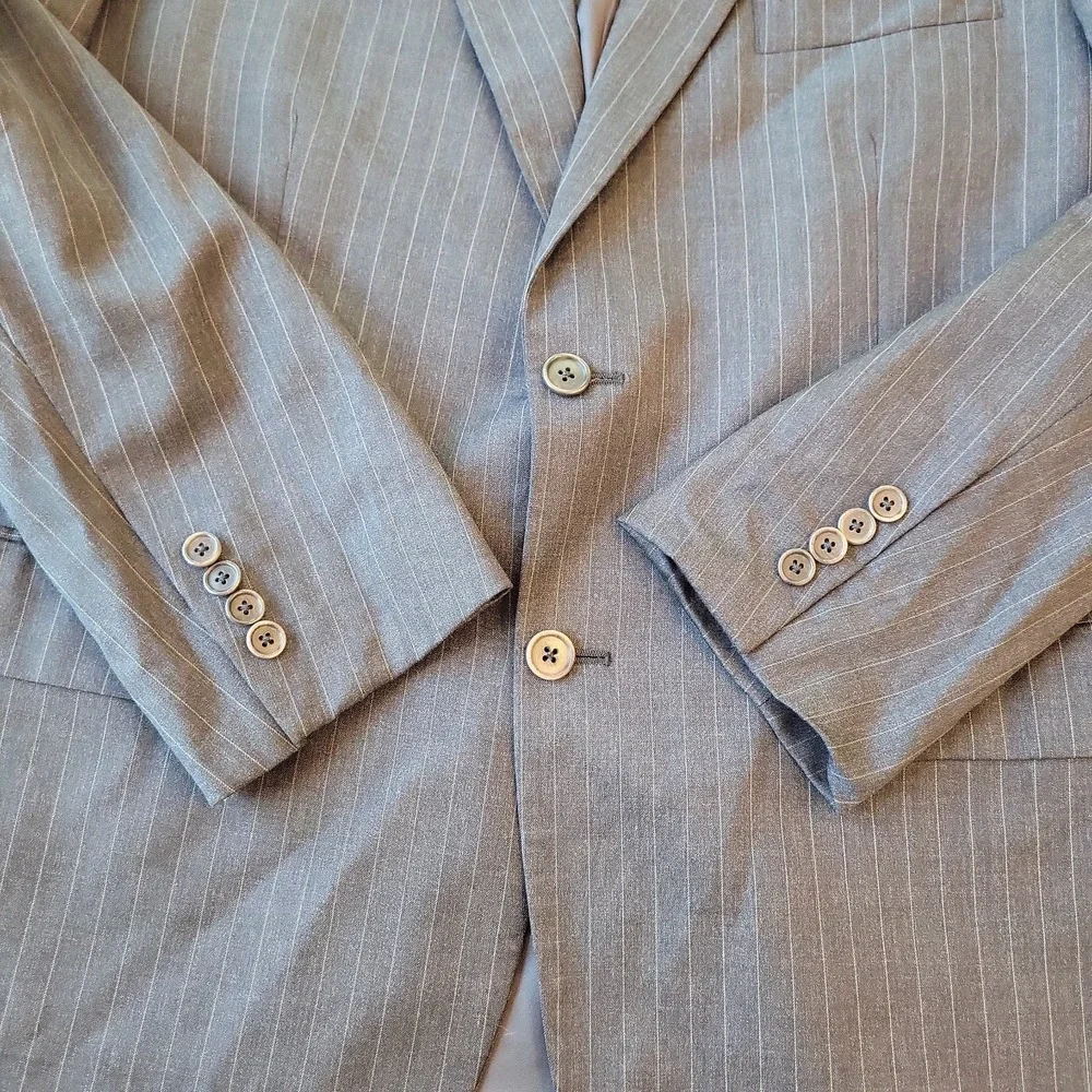Brooks Brothers Jacket Men's 42R Madison Gray Pinstripes Blazer Made in USA